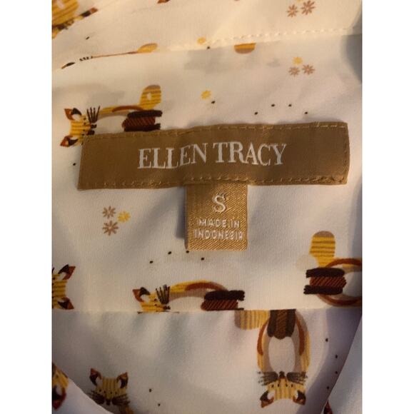 Ellen Tracy fox print button up shirt womens small animal cute print - Picture 3 of 6